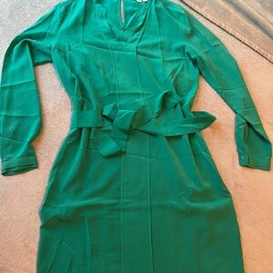 Diane Von Furstenberg Vibrant Green Long Sleeve Dress
